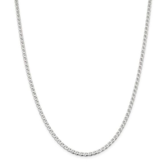 3.1mm Sterling Silver Solid Flat Cuban Anchor Chain Anklet, 9 Inch - Picture 2 of 6